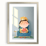 Girls Bedroom Art – Cozy Reading Time with Cat Illustration Print