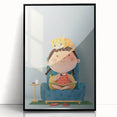 Girls Bedroom Art – Cozy Reading Time with Cat Illustration Print