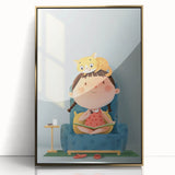 Girls Bedroom Art – Cozy Reading Time with Cat Illustration Print