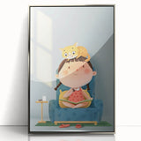 Girls Bedroom Art – Cozy Reading Time with Cat Illustration Print