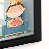 Girls Bedroom Art – Cozy Reading Time with Cat Illustration Print