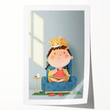Girls Bedroom Art – Cozy Reading Time with Cat Illustration Print