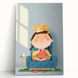 Girls Bedroom Art – Cozy Reading Time with Cat Illustration Print