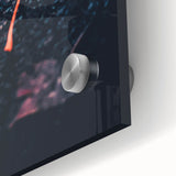 Large abstract wall art on acrylic glass featuring mid-century modernist autumn hues, ideal for dining room decor.