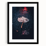 Extra large abstract art print featuring vibrant autumn hues on a textured canvas, framed in black.