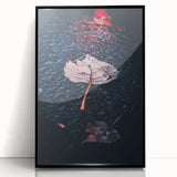 Large abstract wall art featuring autumnal colors on acrylic in a black frame, perfect for modern living room decor.