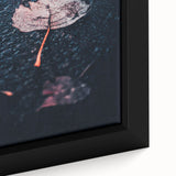 Framed canvas depicting a textured, abstract design in vibrant autumn colors, ideal for living room decor.