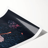 Extra large wall art featuring line art flowers in muted autumn hues on a rolled canvas, ideal for large living room decor.