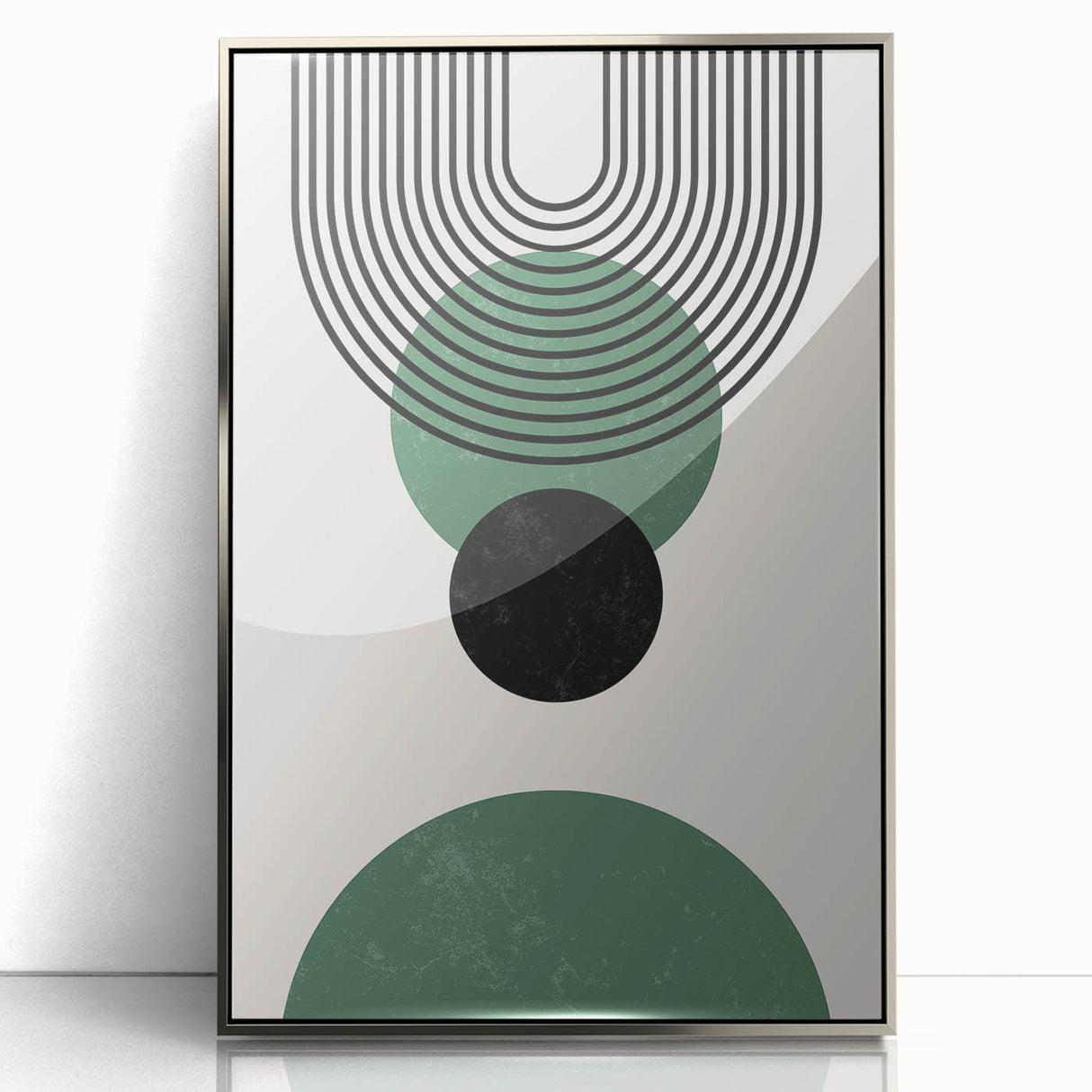 Acrylic Dining Room Artwork – Geometric Green & Black Print