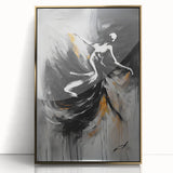 Elegant Abstract Dancer Wall Art – Modern Black & Gold Canvas