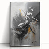 Elegant Abstract Dancer Wall Art – Modern Black & Gold Canvas