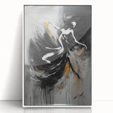 Elegant Abstract Dancer Wall Art – Modern Black & Gold Canvas