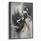Elegant Abstract Dancer Wall Art – Modern Black & Gold Canvas