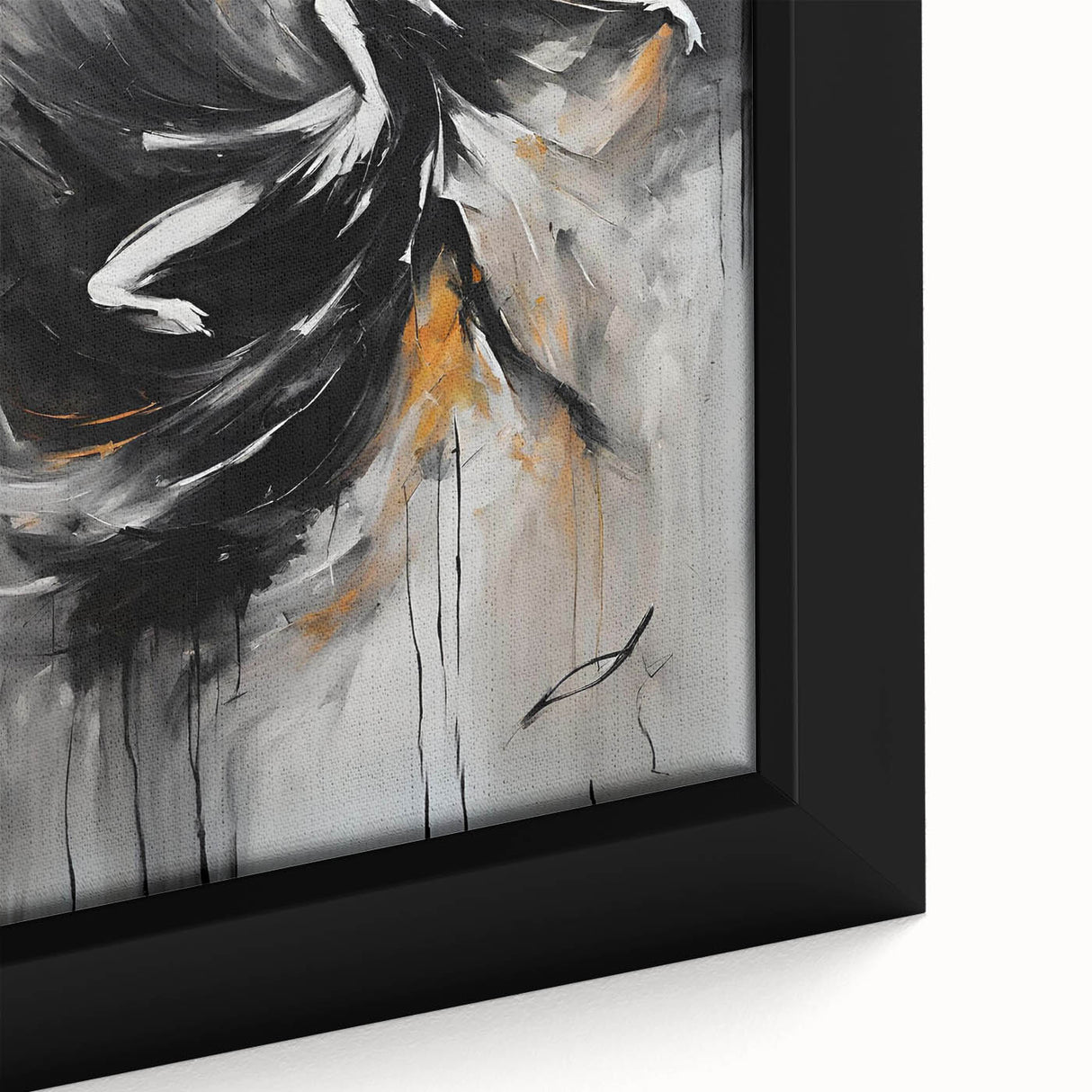 Elegant Abstract Dancer Wall Art – Modern Black & Gold Canvas