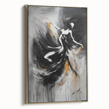 Elegant Abstract Dancer Wall Art – Modern Black & Gold Canvas
