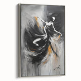 Elegant Abstract Dancer Wall Art – Modern Black & Gold Canvas