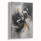Elegant Abstract Dancer Wall Art – Modern Black & Gold Canvas