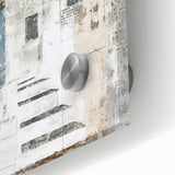 Close-up of abstract architecture wall art featuring vibrant colors and geometric shapes on acrylic glass, ideal for modern interior decor and artistic expression.