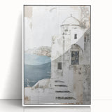 Framed abstract architecture wall art in white acrylic, showcasing geometric shapes and soft colors, ideal for modern home decor and artistic interiors.