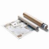 Abstract architectural wall art print showcasing geometric shapes in vibrant colors, emphasizing modern design elements. Ideal for contemporary home decor.