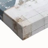 Close-up of a vibrant abstract architecture wall art design on stretched canvas, showcasing intricate geometric patterns and rich colors, perfect for modern decor.