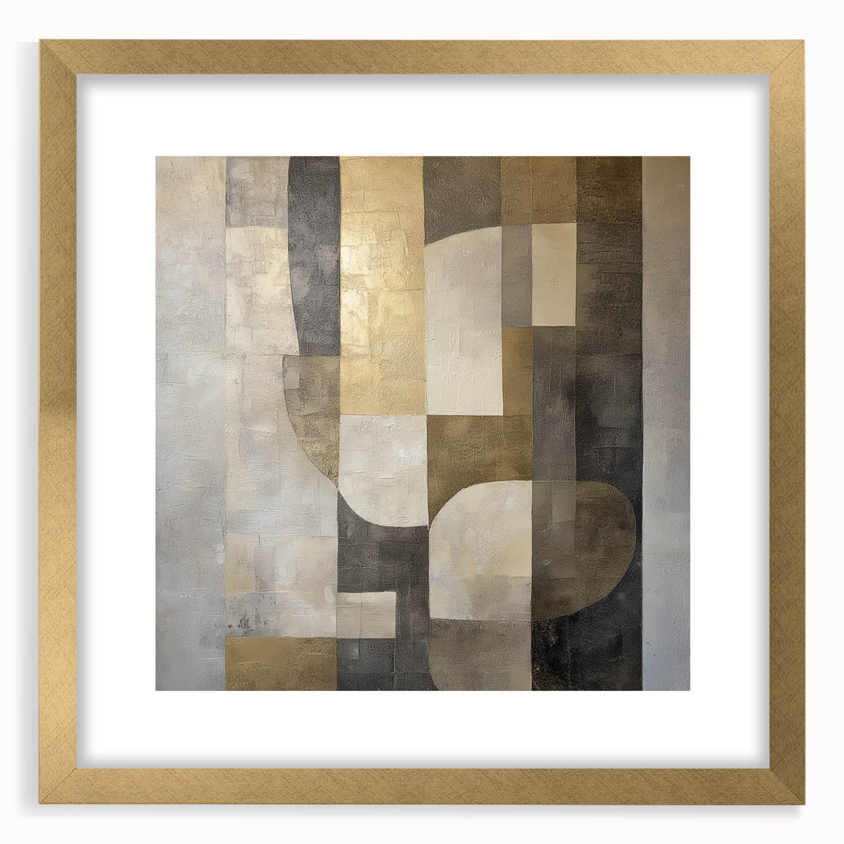 Abstract geometric frame with a gold mat, showcasing a modern design in a front view, perfect for stylish home decor or art display. Ideal for contemporary interiors.