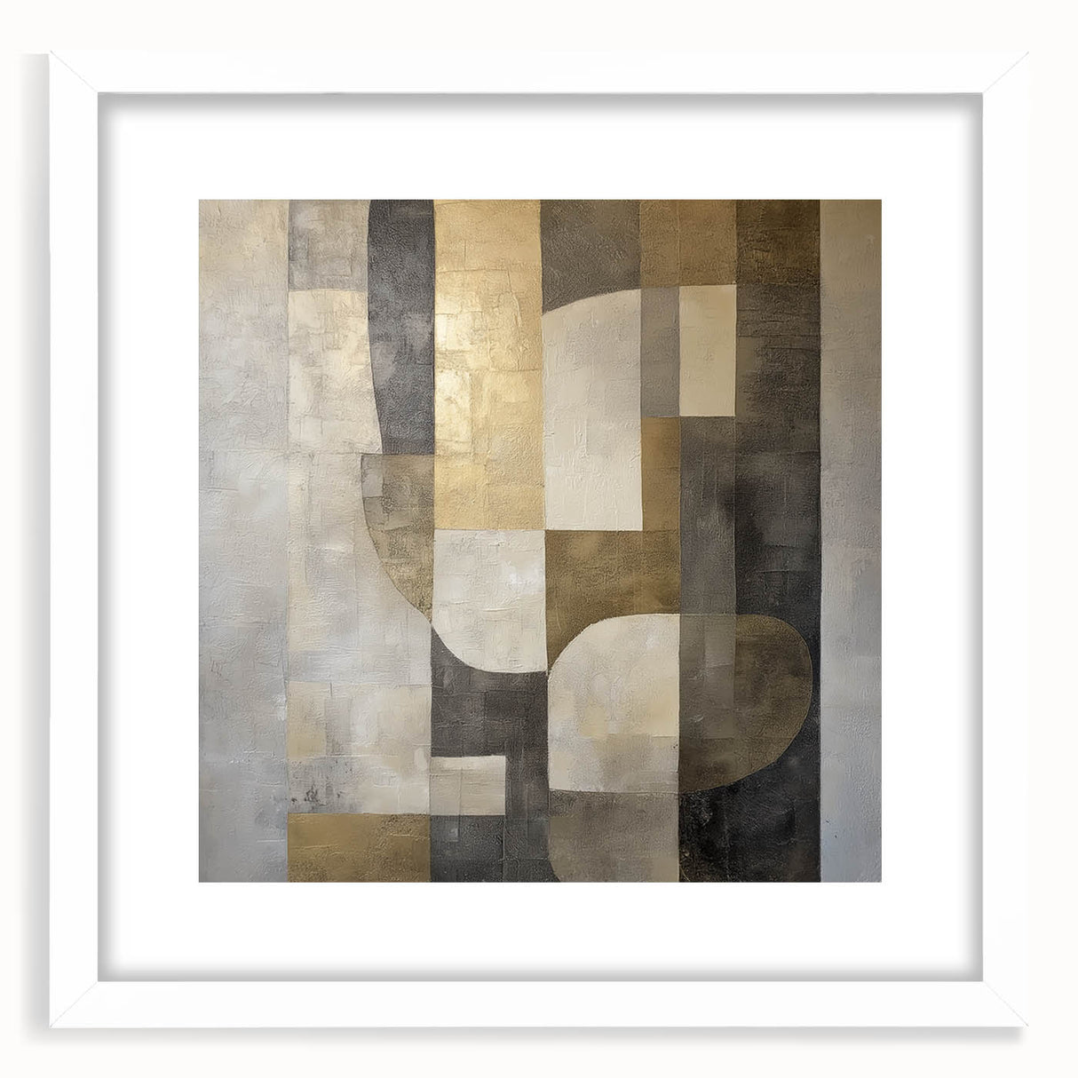 Abstract geometric frame with a white mat, showcasing a modern design in a front view presentation, ideal for contemporary home decor or gallery settings.