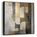 Framed abstract geometric canvas art in black, showcasing a modern design with sharp angles and clean lines, perfect for contemporary home decor.