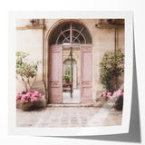 Extra large wall art depicting a vintage French door design in muted earth tones on glossy photo paper.