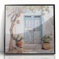 Large abstract wall art featuring a Greek door design in black and white, framed in acrylic, suitable for modern decor.