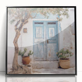 Large abstract wall art featuring a Greek door design in black and white, framed in acrylic, suitable for modern decor.