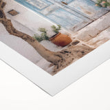 Art deco poster featuring a Greek door design in muted earth tones on rolled canvas, suitable for dining room ambiance.