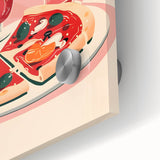 Large abstract wall art on acrylic glass featuring mid-century modernist swirls in earth tones, ideal for dining room decor.