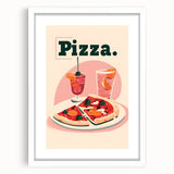 Abstract art print featuring swirling blue and white patterns on a framed white canvas.