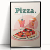 Large abstract wall art featuring mid-century modernist designs in black and white, acrylic print framed in black.