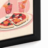 Close-up of a framed canvas featuring textured black wall art with colorful, abstract designs, ideal for living room decor.