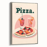 Landscape art painting on framed canvas depicting colorful vintage dishes, ideal for dining room decor.