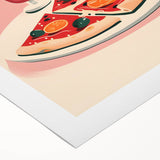 Art deco poster featuring an array of colorful dishes on a rolled canvas, ideal for dining room wall art.