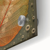 Close-up view of vibrant floral wall art design featuring colorful flowers and green leaves on acrylic glass, perfect for modern home decor accents.