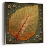 Framed wall art featuring a vibrant floral design with green leaves against a silver background, showcasing an elegant side view that enhances any decor.