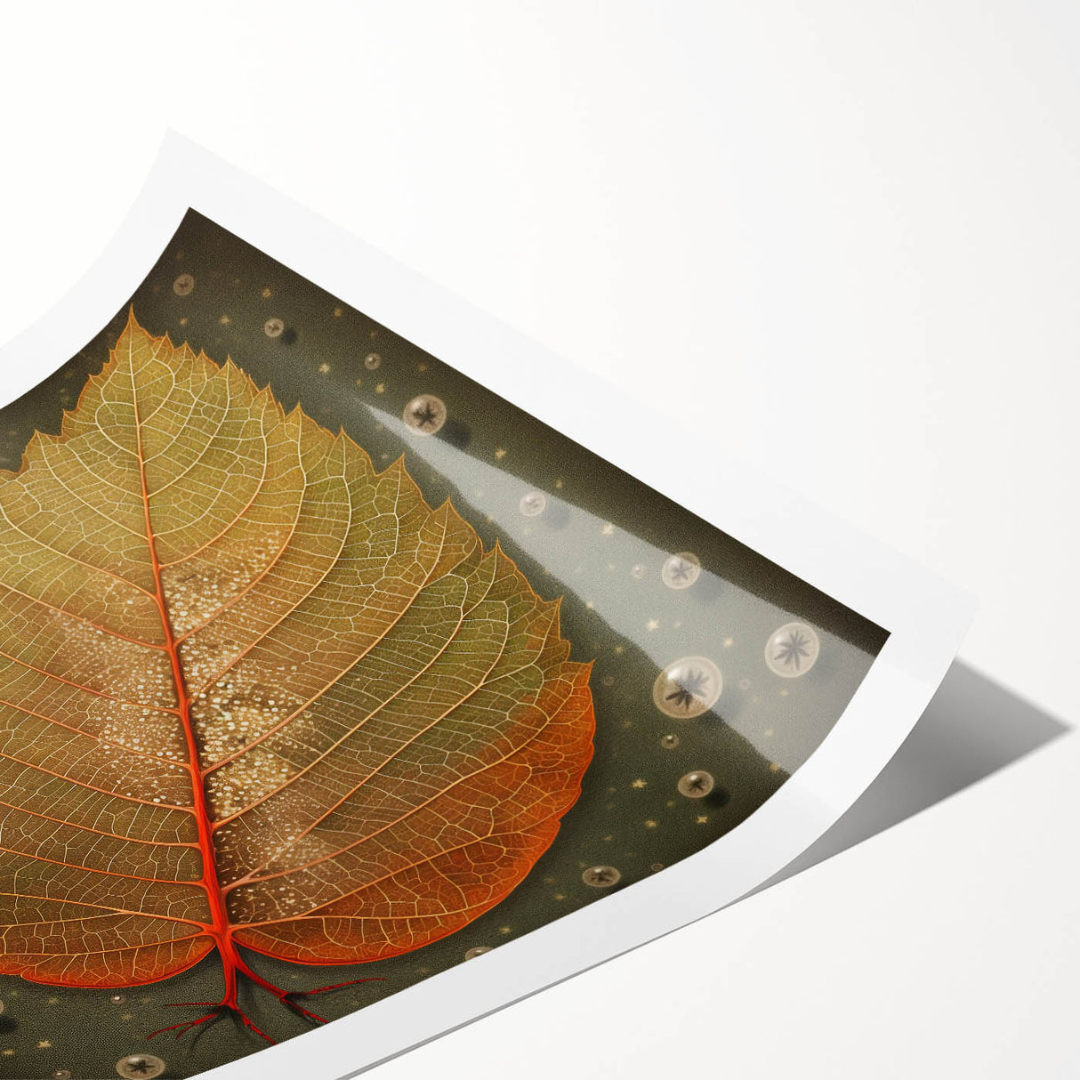 Vibrant rolled wall art print showcasing a botanical design with colorful flowers and leaves, perfect for enhancing home decor, protected in a durable tube.