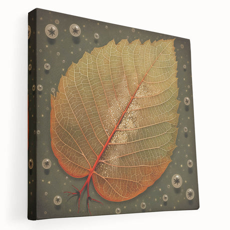Stretched canvas wall art showcasing an intricate floral and leaf design in vibrant colors, emphasizing natural beauty and elegance, perfect for home decor.