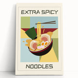 Black and white stretched canvas featuring an array of detailed food dishes, ideal for kitchen wall art.