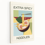Large canvas art featuring an array of colorful food dishes, ideal for kitchen wall decor.