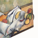 Large abstract wall art in vibrant orange and blue hues on acrylic glass, ideal for dining room ambiance.