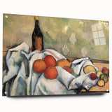 Large abstract wall art on acrylic glass depicting vibrant, multicolored swirl patterns, ideal for dining room decor.