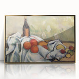 Art deco poster of food and drinks in gold and black tones, framed acrylic, ideal for modern dining room decor.