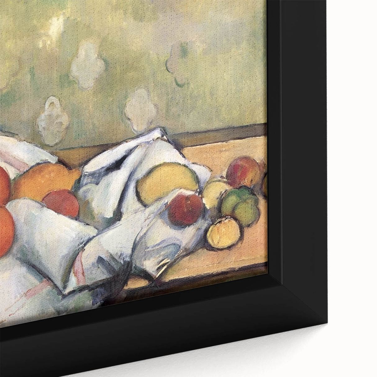 Extra large framed canvas featuring a close-up of colorful, textured food and drinks, ideal for living room decor.
