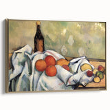 Framed canvas wall art featuring a vintage poster of a black and gold landscape, ideal for bedroom decor.