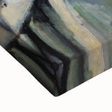 Large art depicting a black and white landscape painting on stretched canvas, suitable for bedroom wall decor.